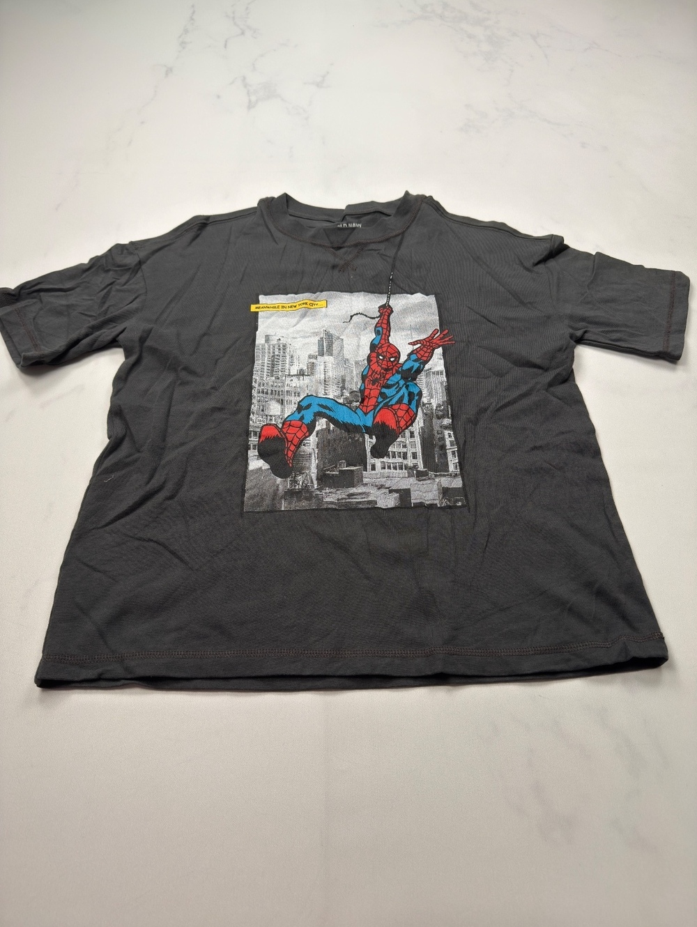 Old Navy x Marvel Spider-Man Graphic Tee T Shirt Black 2010s Retro - Boys L